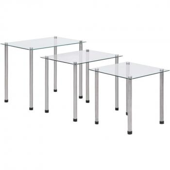 vidaXL Nesting Tables 3 pcs Transparent Tempered Glass