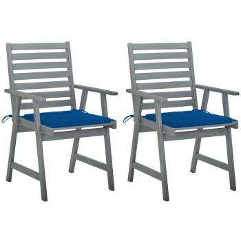 Sillas de comedor jardín 2 uds madera maciza acacia con cojines