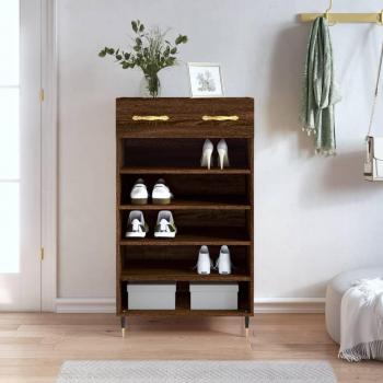 Zapatero de madera multicapa marrón roble 60x35x105 cm