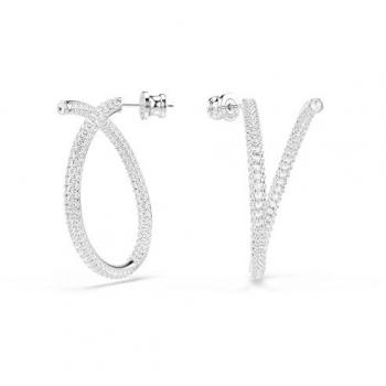 Pendientes de aro Dextera bañados en rodio con cristales pavé Swarovski