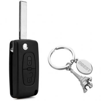 OBEST 2 Botones Carcasa Case Funda Llave Control Remoto, Caja Mando Distancia para Peugeot 205 106 206 306 406 107 207 307 407 308 309 Citroen C1 C2 C3 C4 Picasso