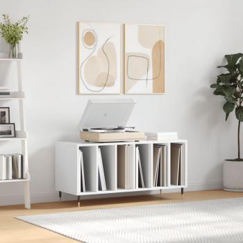 Soporte de disco móvil de madera multicapa blanco pulido 100x38x48 cm