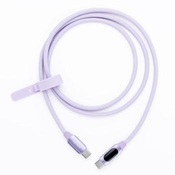 Cable PD USB-C a USB-C con medidor de potencia LCD, color púrpura Jellybean