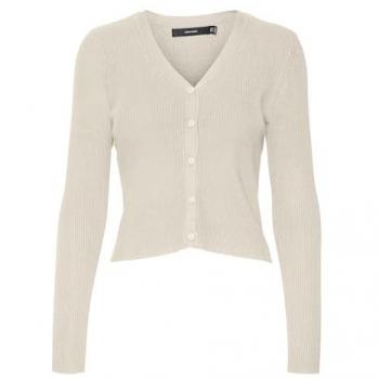 Cardigan de punto entallado Vero Moda Glory en color crema blanco para mujer