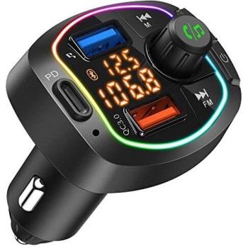 Transmisor FM Bluetooth para Coche TYKEVO Reproductor MP3 para Mechero de Coche con Dos Puertos USB