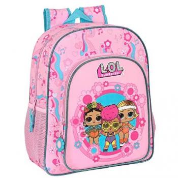 Mochila Escolar Junior Adaptable a Carro LOL Surprise! Glow Girl 32x38x12cm, Ideal para Niños de 5 a 14 Años, Cómoda y Versátil