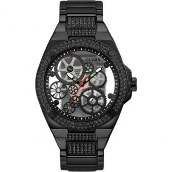 Guess - Reloj de hombre Big Reveal GW0323G3 de acero inoxidable con correa negra, esfera analógica y diseño moderno