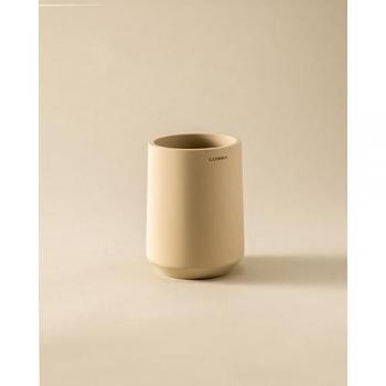 Portacepillos de encimera Saona Beige Diseño Redondeado de Resina para Baño