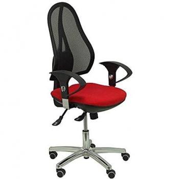 PIQUERAS Y CRESPO Silla Socuéllamos sincro malla negra asiento tela rojo brazos regulables