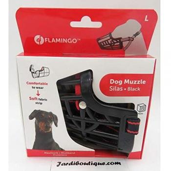 Bozal Flamingo Silas L Negro para Perros - Tamaño 31 cm, Ajustable de 38 a 52 cm