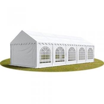 Carpa para fiestas 4x10 m, PVC 750 ignífugo, base reforzada, blanca