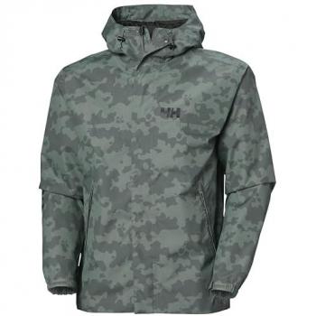 Chaqueta impermeable con capucha Helly Hansen Ervik para hombre en color verde grisáceo, talla M