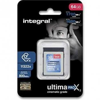 Tarjeta CFexpress Tipo B 2.0 64GB Cinemática 8K RAW 1700MB/s Lectura 1600MB/s Escritura
