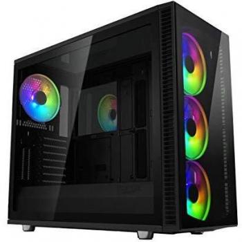Fractal Design Define S2 Vision RGB- Mid Tower Computer Case - High Airflow and Silent - PSU Shroud - Modular Interior - Water-Cooling Ready - USB Type C - Dark Tint Tempered Glass Side Panel - ARGB