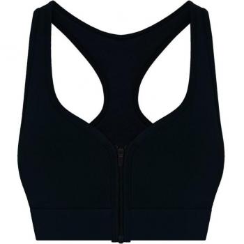 Top deportivo con cremallera frontal y alta sujeción Amanda Black