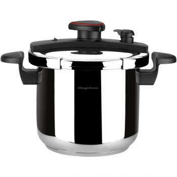 MAGEFESA ASTRA Olla a presión super rápida de fácil uso, acero inoxidable 18/10, apta para todo tipo de cocinas, inducción total.5 sistemas de seguridad, fondo termo difusor IMPACT BONDED BOTTOM.