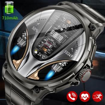 Reloj Inteligente LIGE 710mAh Batería de Gran Capacidad para Hombres, Deportivo, Seguimiento de Salud, Resistente al Agua, Bluetooth y Pulsera de Silicona Negra - Regalo 2024