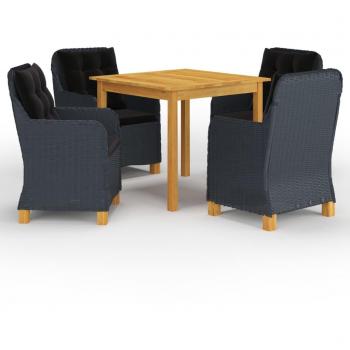 vidaXL - Juego de comedor para jardín de 5 piezas gris oscuro