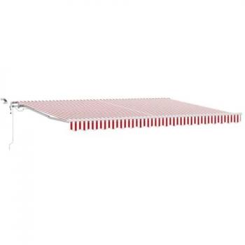 Toldo Retráctil Rojo y Blanco 450 x 350 cm Tela y Metal con Tira LED