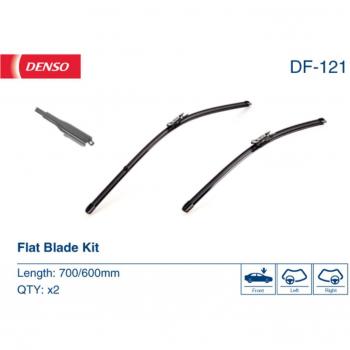 Limpiaparabrisas DENSO DF-121, Flat Blades, Longitud 700mm + 600mm, Delantero, 2 Piezas