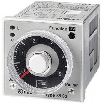 FINDER FIN 88.02 - Timer relay 0,05...360000s AC 24...230V, Time lag relay for front installation, 2xUM, 250 V/8 A