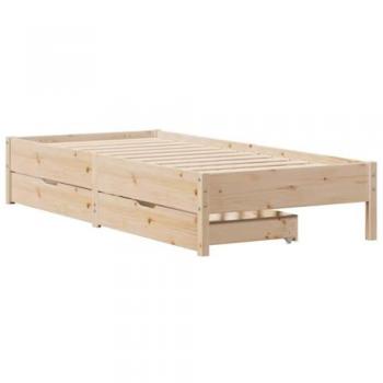 Estructura de cama individual sin colchón en madera maciza de pino 75x190 cm vidaXL
