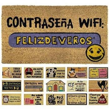 LucaHome - Felpudo de Coco Natural 70x40 con Base Antideslizante, Felpudo de Coco Divertido Contraseña WiFi, Felpudo Absorbente Entrada casa, Ideal para Puerta Exterior o Pasillo