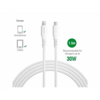 Cable USB-C a Lightning RapidCord 1.5m PD 30W MFi Certificado Blanco