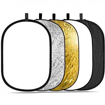 Neewer 5-in-1 Oval 80 x 120 cm Profesional Plegable Multi-Forma de Disco Reflector con translúcido, Plateado, Negro, Oro, Blanco