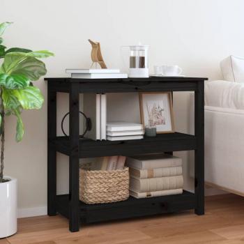 Mesa consola de madera maciza de pino 80x40x74 cm en Gris, Marrón miel y Negro - Mesa de sofá, Mesa de Entrada para Salón, Consola de Entrada, Mueble Recibidor, Mesita,