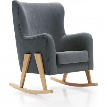 Sillón de lactancia GLAM tapizado en tela maren y patas de madera