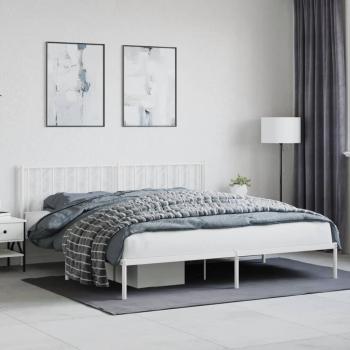 vidaXL Metal Bed Frame without Mattress with Headboard White 193x203cm