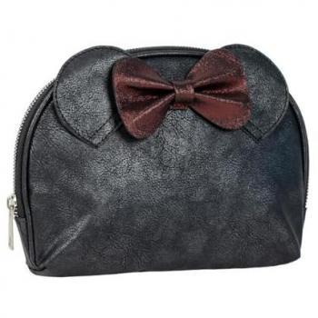 Neceser de Viaje Minnie Mouse Negro - Gran Capacidad, Cierre de Cremallera, Estampado de Lazo - Producto Original
