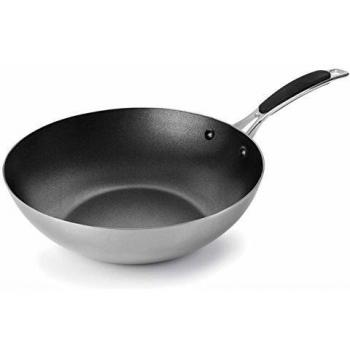 Lacor 53829 - Wok Antiadherente Trimetal, 28 cm Inox 18/10, Gris