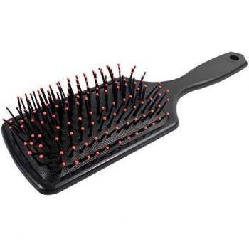 TRIXES Unisex Cepillo de Pelo Negro con Mango - Cepillo de Paletas Medianos Para Desenredar el Pelo Largo y Corto Grueso - Cepillo de Pelo Desrenado de Plastico Acolchado para un Secado mas Rapido