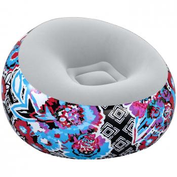 Sillón Hinchable Floral Multicolor Bestway 112x112x66 cm, Superficie Flocada Suave y Confortable, Diseño Unisex