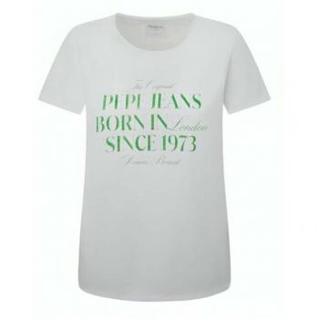 Camiseta Pepe Jeans Jasmine Blanco Para Mujer - Camiseta de manga corta, color blanco, diseño moderno, logo distintivo de Pepe Jeans, fabricada en algodón suave y cómodo, ideal para uso diario