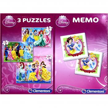 Pack de Puzzles Princesas Disney 2x20 piezas + 100 piezas + Memo