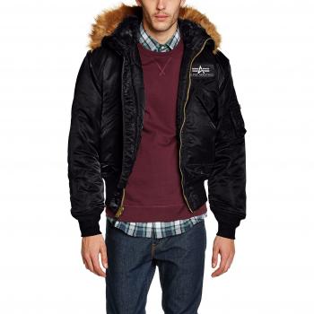 Alpha Industries 45P Men's Bomber Jacket with Label Detail - Black - XXXL