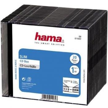 Caja Hama CD Slim 20 Piezas Negra, Almacenamiento para CDs, Diseño Delgado