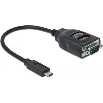 Adaptador USB Type-C a RS-232 DB9 con protección ESD de 15 kV y LEDs de estado - 15 cm