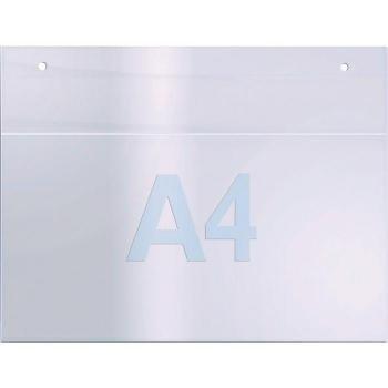 Porta folletos de pared DIN A4 apaisado acrílico transparente
