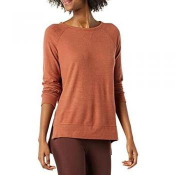 Daily Ritual Cozy Knit Open Crewneck Dorito Pullover Sudadera, Marrón, L