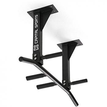Capital Sports Tyro s4 - Barra dominadas, Dominadas con Carga máx 350 kg, Barra de dominadas de Pared con Estructura de Acero, 3 Grupos de Asas, Entrenamiento eficiente, Tacos incluidos, Negro