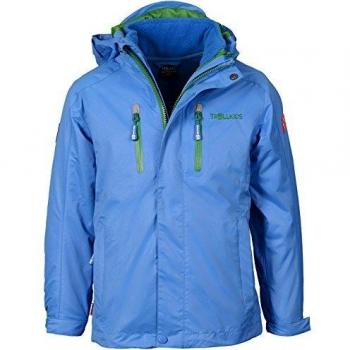 Trollkids Chaqueta para Niños 3 en 1 Impermeable Myrdal, Color Azul Medio/Verde Talla 8 años