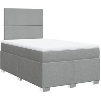 Cama box spring con colchón de tela gris claro 120x190 cm