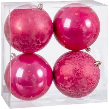 Bolas de Navidad Fresa Plástico 10 x 10 x 10 cm (4 Unidades)