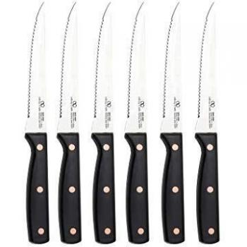 Bergner Q1874 Set de Cuchillos chuletero, Acero Inoxidable, Negro, 23 cm