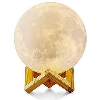 Lámpara de Luna en 3D, ALED LIGHT Luna con 15 cm de Diámetro Conexión USB Con 3 Colores a Elegir Luz de Ambiente Perfecta para Dormitorio Salón Café Bar