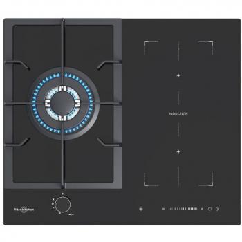 Placa Gas e Inducción Vitrokitchen VG611NB, 3 Zonas de Cocción, 60cm, Butano, Color Negro